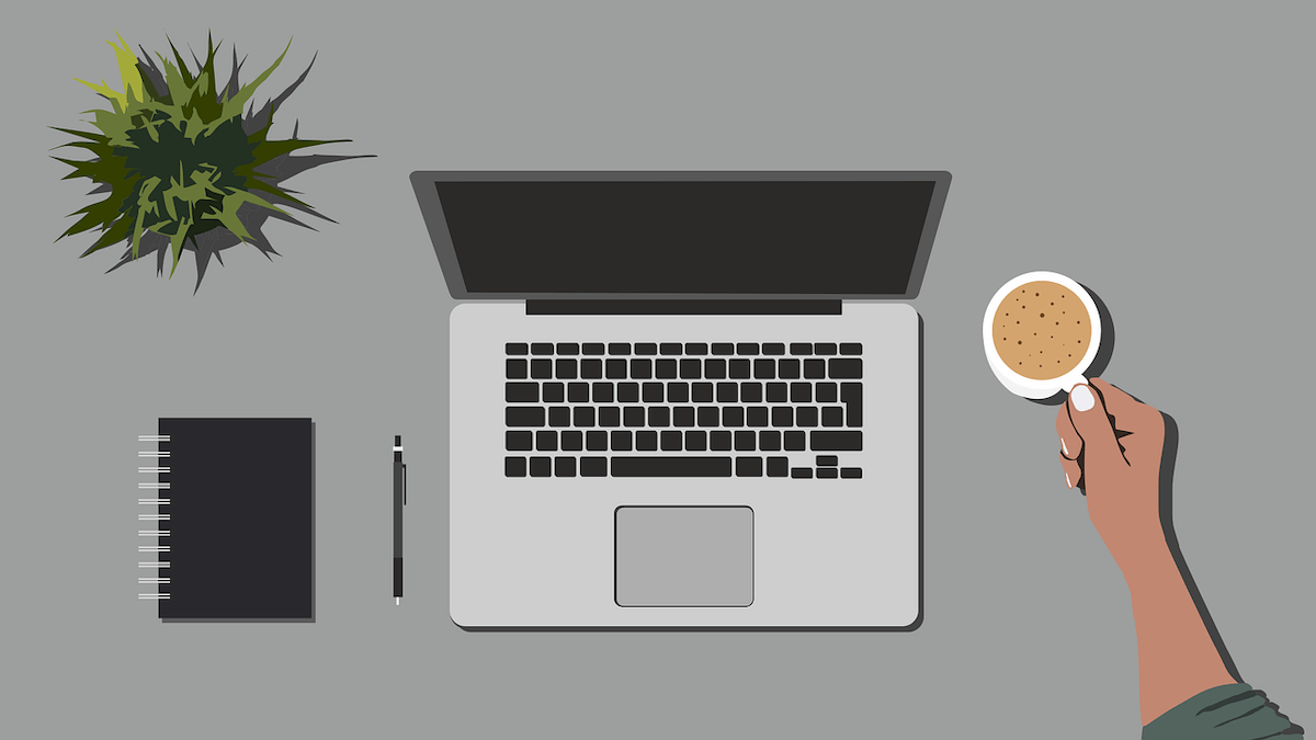 パソコンとコーヒーのベクター画像